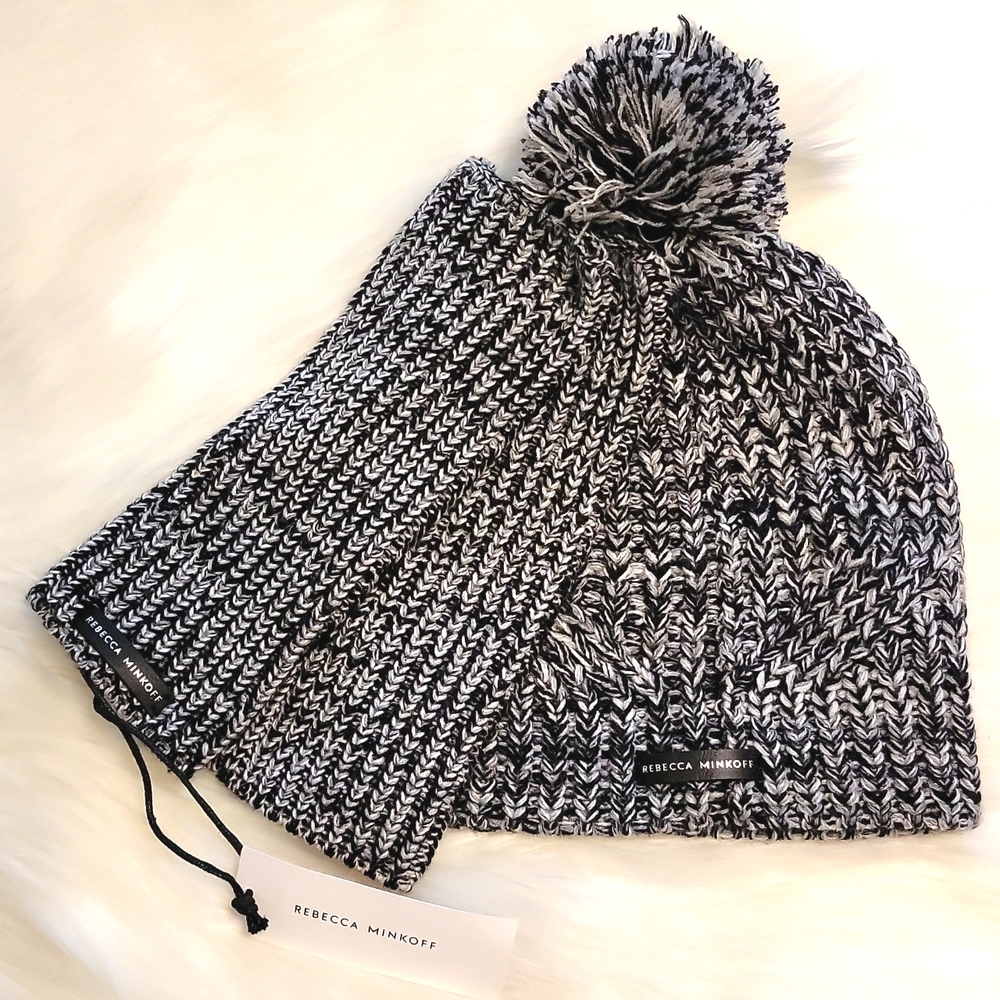 NWT Rebecca Minkoff Marbled Beanie/Armwarmers Set